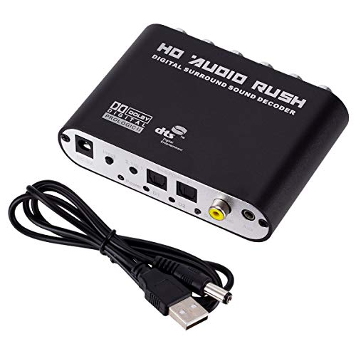 SODIAL 5.1 Ch Audio Decoder Spdif Coaxial a RCA DTS Ac3 Digital a 5.1 Amplificador Convertidor Analógico para Ps3, Reproductor De DVD, Xbox