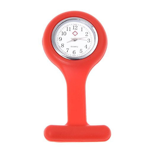 SODIAL(R) Reloj de bolsillo de Gel de silicona para las enfermeras (lavable, sin infeccion) Rojo