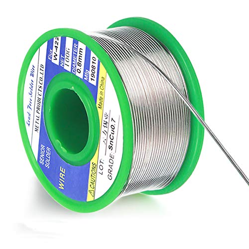 Soldadura, Netspower Soldadura sin plomo Alambre Soldadura tabular Soldadura de estaño Soldadura Soldadura Sn99.3% Colofonia3% Cu0.7%, 100g, 0.8mm Soldadura, Netspower Soldadura sin plomo Alambre Soldadura tabular Soldadura de estaño Soldadura Soldadura Sn99.3% Colofonia3% Cu0.7%, 100g, 0.8mm