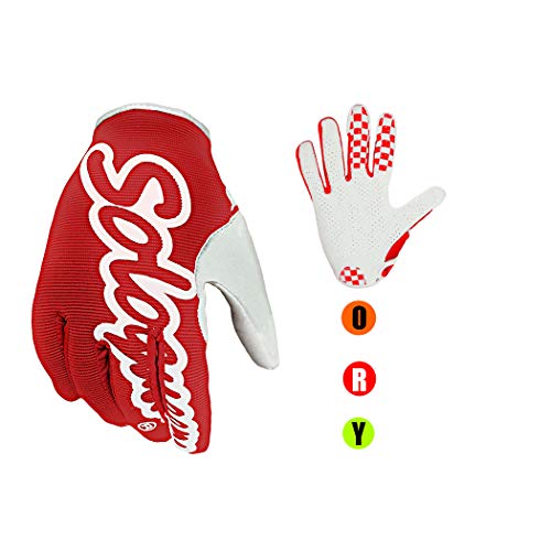 SOLO QUEEN Guantes de Volante Gaming y Moto y Bicicleta y ATV para Verano Una Sola Capa Ciclismo Adulto Unisexo Coloreado Antideslizante(XL, rojo)