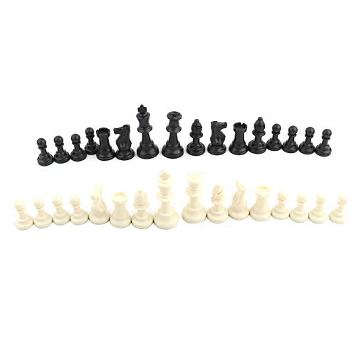 SolUptanisu Juego de Ajedrez, Chess Set Juego de Ajedrez de Plástico para Torneos Internacionales Blanco y Negro 32 Piezas en Juego de Ajedrez Magnético de Viaje Total y Juego de Damas(77mm)