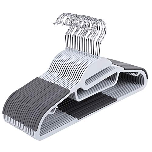 SONGMICS 20 Perchas de Plástico, Ahorro de Espacio, Apertura en Forma de S, Bandas Antideslizantes, Gancho Giratorio a 360º, Gris Oscuro CRP41G SONGMICS 20 Perchas de Plástico, Ahorro de Espacio, Apertura en Forma de S, Bandas Antideslizantes, Gancho Giratorio a 360º, Gris Oscuro CRP41G