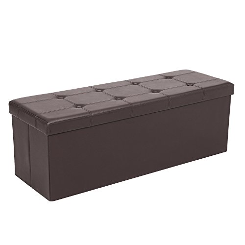 Songmics Baúl Puff - Taburete para almacenaje, Plegable Carga máxima de 300 kg, Marrón, 110 x 38 x 38 cm Songmics Baúl Puff - Taburete para almacenaje, Plegable Carga máxima de 300 kg, Marrón, 110 x 38 x 38 cm