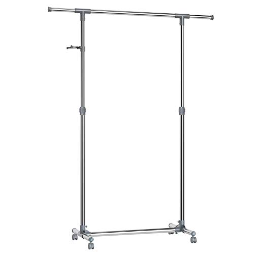 SONGMICS Perchero con Barra para colgar ropa, con Ruedas y Ganchos (Altura Ajustable Entre 97 y 165 cm) Gris LLR01G SONGMICS Perchero con Barra para colgar ropa, con Ruedas y Ganchos (Altura Ajustable Entre 97 y 165 cm) Gris LLR01G