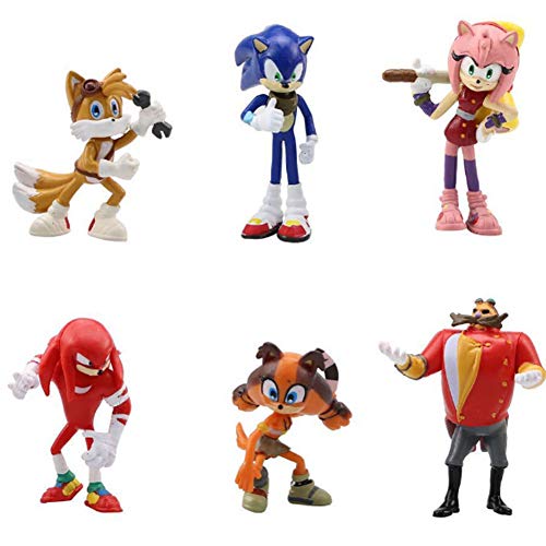 Sonic Cake Topper - WENTS Mini Juego de Figuras Niños Sonic Mini Juguetes Baby Shower Fiesta de cumpleaños Pastel Decoración Suministros 6 Piezas
