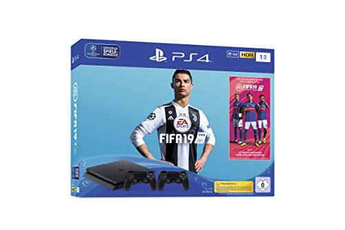 Sony PlayStation 4 Slim 1TB + 2x DUALSHOCK 4 + FIFA 19 Negro 1000 GB Wifi - Videoconsolas (PlayStation 4, Negro, 8192 MB, GDDR5, AMD Jaguar, AMD Radeon)