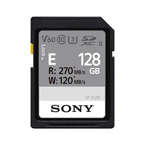 Sony SF-E Series UHS-II U3 V60 Sdhxc - Tarjeta de Memoria Digital (128 GB, Lectura, 270 MB/S, Escritura 120 MB/S, SFE128)