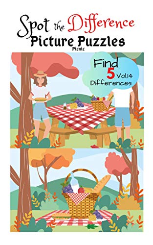 Spot the Difference Picture Puzzles "Picnic " Find 5 Differences vol.14: Children Activities Book for Kids Age 3-8, Boys and Girls Activity Learning (English Edition)