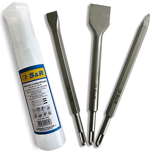 S&R Juego Cinceles SDS-Plus 250mm: Cincel largo, a punta, plano. Calidad Profesional. Made in Germany S&R Juego Cinceles SDS-Plus 250mm: Cincel largo, a punta, plano. Calidad Profesional. Made in Germany