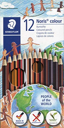 STAEDTLER Noris 185 C12 POW - Lápices Ecológicos de Colores de Tonos de Piel, Caja de 12 Unidades