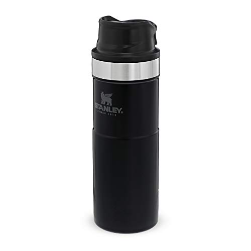 Stanley The Legendary Classic Vacuum Trigger-Action Travel Mug .47L Matte Black 18/8 Stainless Steel Double-Wall Vacuum Insulation Water Bottle Leakproof Dishwasher Safe Naturally Bpa-Free
