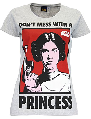 Star Wars – Princesa Leia – Camiseta de manga corta – Mujer gris XXL