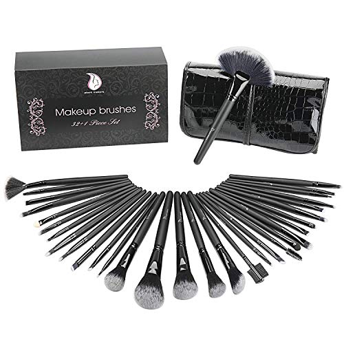Start Makers - Juego de 32 brochas de maquillaje con funda de cuero de lujo y esponja BlenderJuego de brochas profesionales de maquillaje, paquete ideal como regalo, maquillaje Kabuki. Start Makers - Juego de 32 brochas de maquillaje con funda de cuero de lujo y esponja BlenderJuego de brochas profesionales de maquillaje, paquete ideal como regalo, maquillaje Kabuki.
