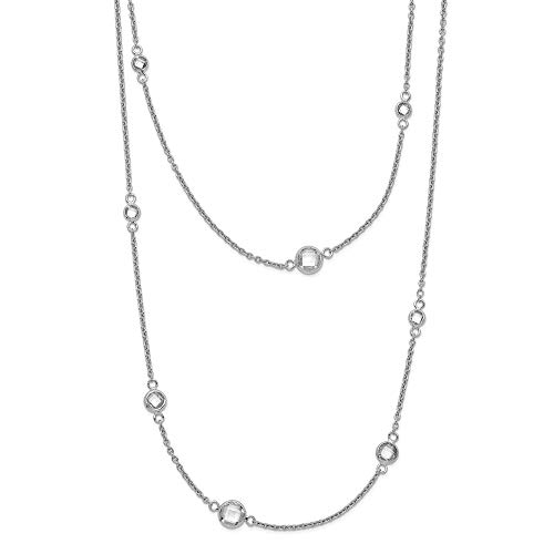 Sterling Silver Rhodium Plated With 2 Inch Extension CZ Station Layered Necklace - 16 Inch