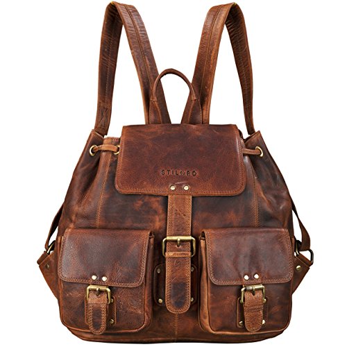 STILORD 'Larissa' Mochila para Mujer de Genuina Piel Vintage en Trabajo Ocio Tiempo Libre Universidad Bolsa para portátil 13,3' o DIN A4 de Cuero auténtico, Color:Kara - Cognac STILORD 'Larissa' Mochila para Mujer de Genuina Piel Vintage en Trabajo Ocio Tiempo Libre Universidad Bolsa para portátil 13,3' o DIN A4 de Cuero auténtico, Color:Kara - Cognac