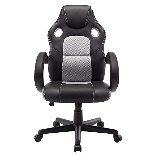 STmeng Sillas de Oficina, Computadora Ergonómico Silla de Oficina con Brazos, Ajustable Giratorio Oficina Esencial Silla (Gris)