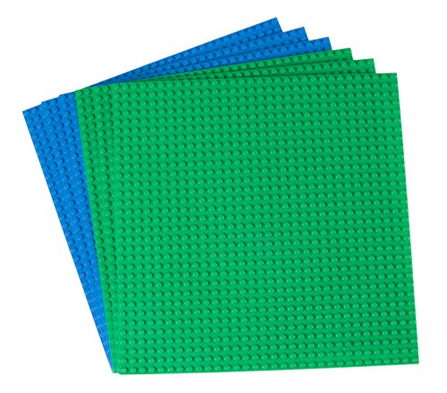 Strictly Briks Pack de 6 Bases para Construir - Compatible con Todas Las Grandes Marcas - 25,4 x 25,4 cm - Verde, Azul