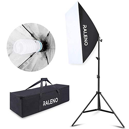 Studio Softbox Iluminación Kit Fotografía, Raleno 50x70cm Equipo de Iluminación Continuo con 1x 85W Bombilla, 1x Softbox, 1x Trípode Montaje Universal, 1x Bolsa de Tela Studio Softbox Iluminación Kit Fotografía, Raleno 50x70cm Equipo de Iluminación Continuo con 1x 85W Bombilla, 1x Softbox, 1x Trípode Montaje Universal, 1x Bolsa de Tela