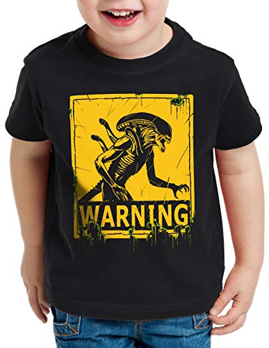 style3 Alien Warning Camiseta para Niños T-Shirt Xenomorph Ripley Giger, Talla:140