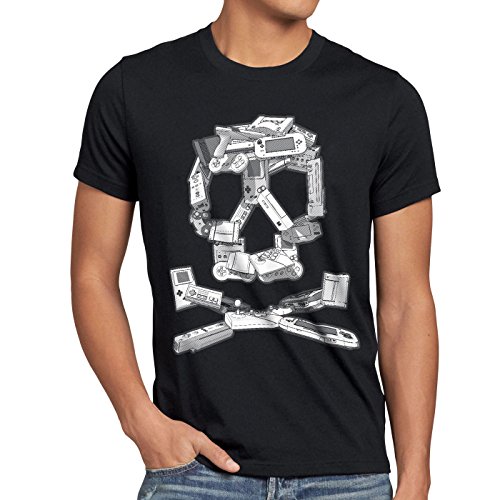 style3 Gamer Calavera Camiseta para Hombre T-Shirt Gamer Game Videojuego, Talla:M, Color:Negro