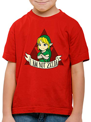 style3 I Am Not Zelda Camiseta para Niños T-Shirt Link Hyrule Gamer, Color:Rojo, Talla:140 style3 I Am Not Zelda Camiseta para Niños T-Shirt Link Hyrule Gamer, Color:Rojo, Talla:140