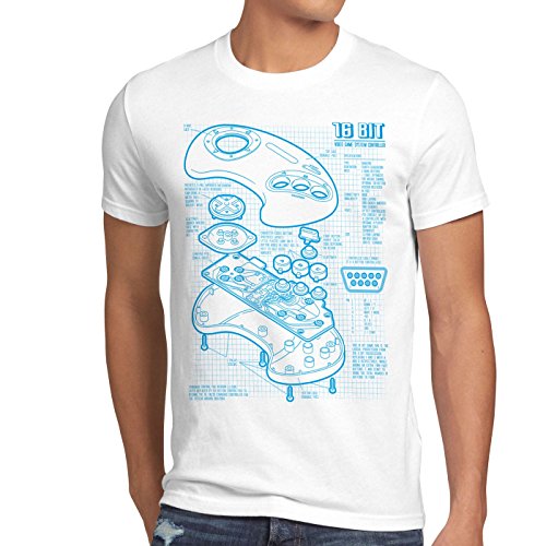style3 Mega 16-bit Controlador Fotocalco Azul Camiseta para Hombre T-Shirt videoconsola Sonic, Talla:M, Color:Blanco style3 Mega 16-bit Controlador Fotocalco Azul Camiseta para Hombre T-Shirt videoconsola Sonic, Talla:M, Color:Blanco