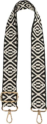 styleBREAKER Bolsillos Correa de Hombro con patrón Azteca, Correa de Bolso Intercambiable con mosquetón, Ajustable, Unisex 02013015, Color:Negro-Blanco styleBREAKER Bolsillos Correa de Hombro con patrón Azteca, Correa de Bolso Intercambiable con mosquetón, Ajustable, Unisex 02013015, Color:Negro-Blanco