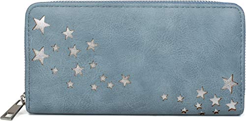styleBREAKER Cartera de Mujer con recortados metálicos en Forma de Estrella, Cremallera, Monedero 02040115, Color:Azul