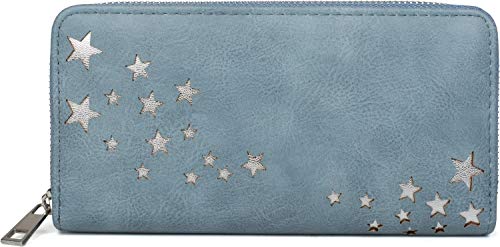 styleBREAKER Cartera de Mujer con recortados metálicos en Forma de Estrella, Cremallera, Monedero 02040115, Color:Azul styleBREAKER Cartera de Mujer con recortados metálicos en Forma de Estrella, Cremallera, Monedero 02040115, Color:Azul