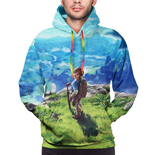 Sudadera con Capucha de Manga Larga con Estampado 3D de Breath of The Wild de Anime The Legend of Zelda para Hombre