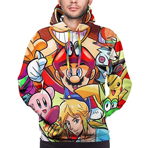 Sudadera con Capucha de Manga Larga con Estampado 3D de Super Smash Bros Mario Legend of Zelda Kirby Pikachu para Hombre Sudadera con Capucha de Manga Larga con Estampado 3D de Super Smash Bros Mario Legend of Zelda Kirby Pikachu para Hombre