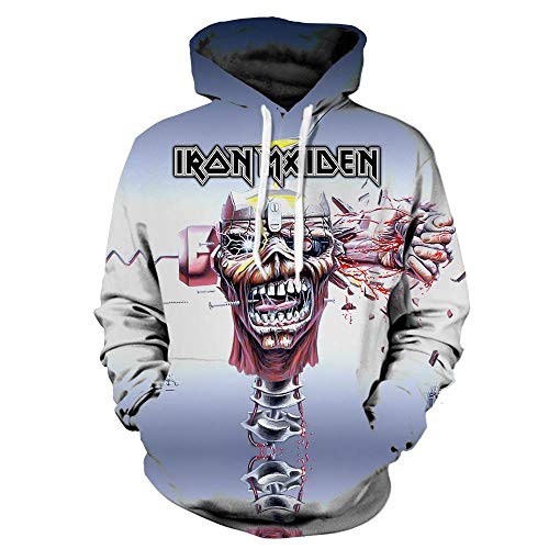 Sudaderas con Capucha Iron Maiden MenBig Head Hoodie Sudadera con Capucha Iron Maiden para Hombre Black Book of Souls-A_S