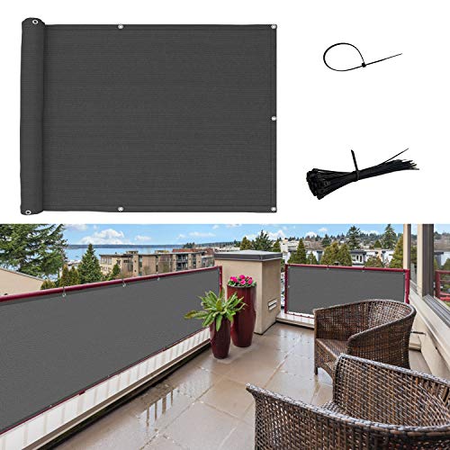 SUNNY GUARD Pantalla para Balcón Jardín Protección de Privacidad HDPE Resistente a los Rayos UV Protección contra el Viento, con Ataduras de Cables, 75 * 400cm Antracita