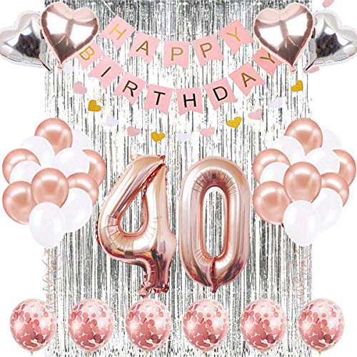 SUNPAT Decoraciones de Cumpleaños Número 40 Banner Globo Decoraciones de Cumpleaños Número 40 Artículos de Fiesta Regalos Para Mujeres Globos Número 40 de Oro Rosa, Globos de Confeti de Oro Rosa SUNPAT Decoraciones de Cumpleaños Número 40 Banner Globo Decoraciones de Cumpleaños Número 40 Artículos de Fiesta Regalos Para Mujeres Globos Número 40 de Oro Rosa, Globos de Confeti de Oro Rosa