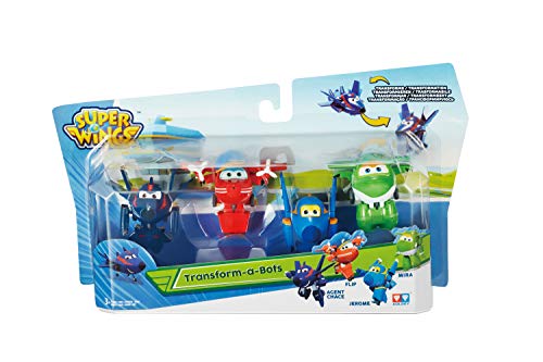 Super Wings Agent Chase, Flip, Jerome, Mira | Figuras de Juguete de 2 Pulgadas, Mixtas