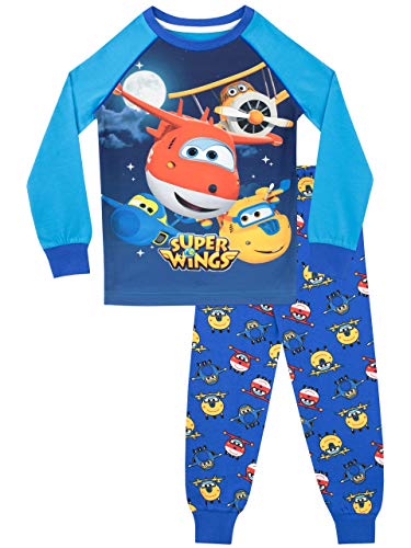 Super Wings Pijama para Niños Jett y Donnie Ajuste Ceñido Multicolor 3-4 Años