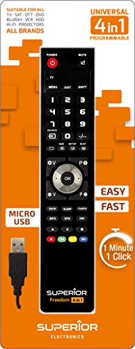 Superior Electronics SUPTUB003 Freedom Micro-USB 4in1 - Mando a Distancia Universal programable PC con Cuatro Bancos de Memoria