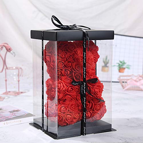 SUPERMOLON Oso Rosas Foam 25cm con Caja de Regalo Original - Rose Bear Oso de Rosas Artificiales - Regalo San Valentín, Enamorados, Aniversario, Amor - Entrega en 24h (Rojo)