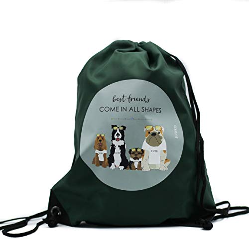 SUSIKO | Gymsac | Mochila Impermeable |Mejores Amigos | Medidas 45 x 33 cm | Capacidad 11 L | Peso 85 gr | Poliéster 210D | Color verde brillante | Diseñado con Amor en España