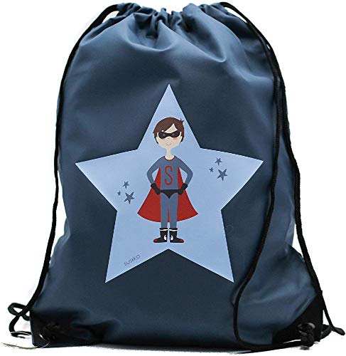 SUSIKO Super BOY Héroe Gymsac Mochila Impermeable , Medidas 45 x 33 cm ,Capacidad 11 L ,Peso 85 gr ,Poliéster 210D,Color azul brillante