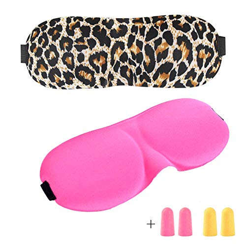 SwirlColor Antifaz para Dormir Mujer 3D Máscara de La Noche del Ojo, Máscara Durmiente de Las Mujeres de Las Muchachas 2pcs - Estampado de Leopardo y Rosa Roja, con 2 Pares SwirlColor Antifaz para Dormir Mujer 3D Máscara de La Noche del Ojo, Máscara Durmiente de Las Mujeres de Las Muchachas 2pcs - Estampado de Leopardo y Rosa Roja, con 2 Pares