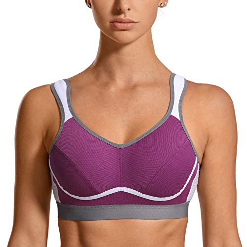 SYROKAN - Sujetador Deportivo Máximo Soporte Sin Relleno para Mujer Morado ES:105D (EU 90D) SYROKAN - Sujetador Deportivo Máximo Soporte Sin Relleno para Mujer Morado ES:105D (EU 90D)