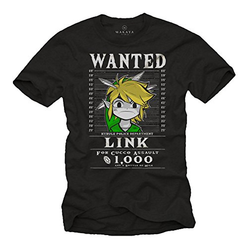 T-Shirt Hombre Manga Corta - Link The Legend - Camiseta Friki Zelda Gamer Hyrule Negra L