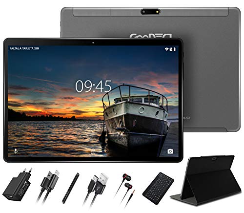 Tablet 10 Pulgadas Full HD Android 10.0 Tablet GOODTEL G3 Quad-Core, 4GB de RAM, 64GB de Memoria Interna, Escalable 128GB, Dual SIM Cámara Dual 8000mAh Batería Bluetooth WiFi GPS, Type-C Tablet Gris