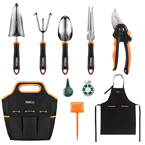 TACKLIFE Herramientas de Jardín el Set, Herramientas de Jardín de Acero Inoxidable con Agarre Ergonómico, Bolsa, Herramientas de Mano al Aire Libre con Todas las Funciones, Regalo para Amigo TACKLIFE Herramientas de Jardín el Set, Herramientas de Jardín de Acero Inoxidable con Agarre Ergonómico, Bolsa, Herramientas de Mano al Aire Libre con Todas las Funciones, Regalo para Amigo