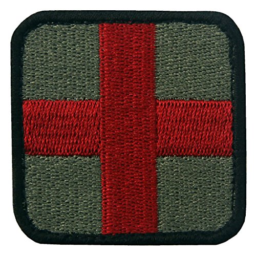 Táctico Cruz Medic Moral del ejército Broche Bordado de Gancho y Parche de Gancho y bucle de cierre, Oliva y rojo Táctico Cruz Medic Moral del ejército Broche Bordado de Gancho y Parche de Gancho y bucle de cierre, Oliva y rojo