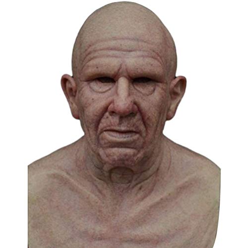 taianle Hombre Adulto Máscara Fiesta de Halloween Máscara de Látex Elder Old Man Headgear for Masquerade Halloween Realista Headgear for Cosplay Party Props