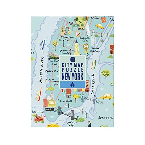 Talking Tables- Mapa Multicolor de 250 Piezas de Nueva York Jigsaw Puzzle & Poster | Ilustrado | Estados Unidos América NYC Monumentos Viajes cumpleaños, Color Puzzle (PUZZ-Map-NY)
