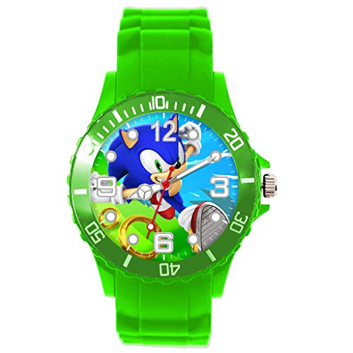 TAPORT® Reloj de cuarzo verde silicona para los fans de Sonic The Hedgehog E3