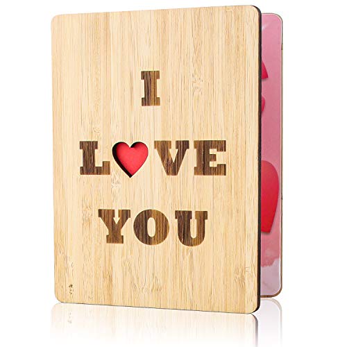 Tarjeta de Felicitación de Madera, Tarjeta de Felicitación, Tarjeta Felicitacion Hecha a Mano, con Sobres, las Mejores Ideas para Regalos para Cumpleaños, Bodas, san Valentín y Aniversarios (Amor)